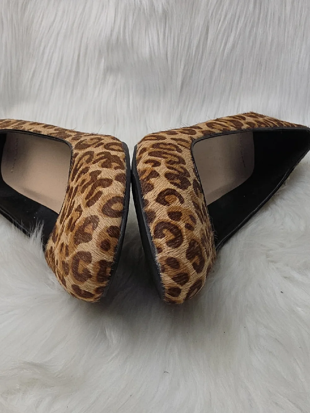 COLE HAAN Leopard‎ Animal Print Calf Hair Rounded Toe Patent Wedge Heels 7.5 NEW